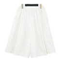 DRAWER ドゥロワー パンツ ホワイト 白 サイズ:38(M) / コットン エンブロイダリー ショートパンツ / キュロット ハーフパンツ レース 総刺繍 タック ウエストゴム シルク コットン / ボトムス ズボン / 日本製 【レディース】【中古】【K4511】