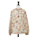 TOMORROWLAND collection トゥモローランド ブラウス ピンク系 サイズ:36(9号) / 24春夏 ピオニー プリント ギャザーネック ブラウス / スキッパー スタンドカラー ラグランスリーブ 長袖 シアー / 日本製【レディース】【中古】【美品】【K4513】