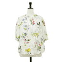 TOMORROWLAND collection トゥモローランド ブラウス ホワイト系 白 サイズ:36(9号) / 24春夏 パピヨン フラワープリント パフスリーブ ブラウス / プルオーバー 半袖 ラグランスリーブ タック コットン / トップス シャツ カットソー【レディース】【中古】【K4513】