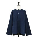 BEAMS BOY ビームスボーイ シャツ ネイビー 紺 サイズ:FREE / 20秋冬 ブラッシュドツイル ヘンリーネック ロングスリーブ シャツ / 長袖 クルーネック コットン / トップス ブラウス カットソー【レディース】【中古】【K4508】