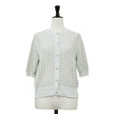 theory luxe セオリーリュクス カーディガン グレー系 サイズ:38(M) / 24春夏 アイレット 半袖 カーディガン / Suffork Cecile クルーネック 5分袖 メッシュ ウォッシャブル / トップス【レディース】【中古】【K4511】