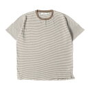 NONNATIVE ノンネイティブ Tシャツ サイズ:0 / 24SS 鹿の子 ボーダー Tネック Tシャツ (CLERK S/S T-NECK TEE C/L PIQUE BORDER) / カーキ ホワイト / トップス カットソー 半袖【メンズ】【中古】【新品同様】【K4508】