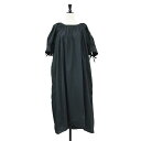 FLORENT フローレント ドレス ブラック 黒 サイズ:00(S) / 22秋冬 パフスリーブ ドレス / PUFF SLEEVE DRESS / ロング丈 半袖 ギャザー コットン / トップス ワンピース【レディース】【中古】【K4510】