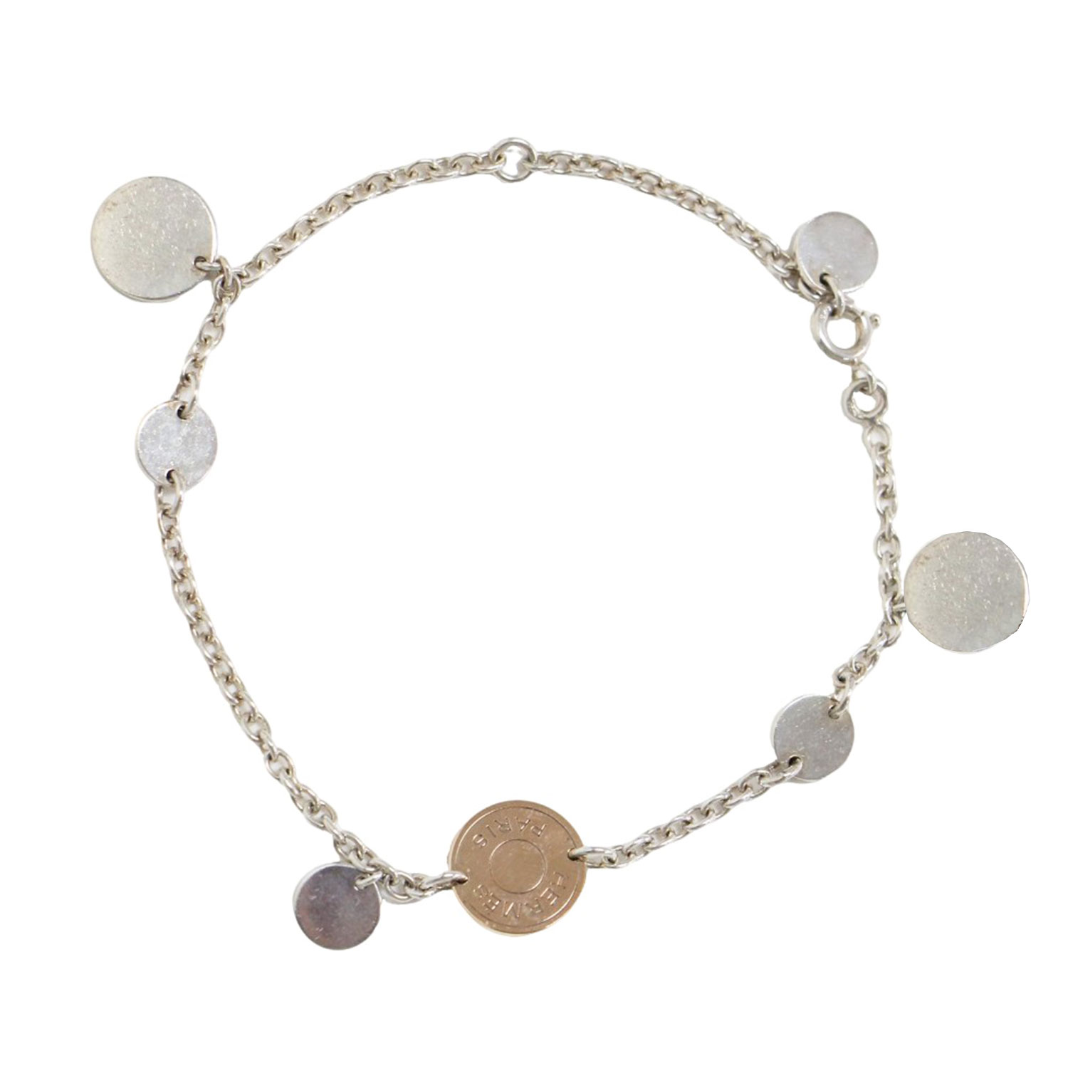 HERMES エルメス エクスリブリス ブレスレット / ロゴ K18PG SV925 / シルバー ピンクゴールド / フランス製 / ハイブランド ラグジュアリー アクセサリー ジュエリー【レディース】【中古】【K4644】