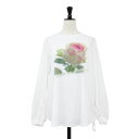 STRAWBERRY-FIELDS ストロベリーフィールズ Tシャツ ホワイト 白 サイズ:2(M) / 24秋冬 ローズ プリント 長袖 Tシャツ / ロングスリーブ クルーネック コットン / 日本製 / トップス カットソー【レディース】【K4512】
