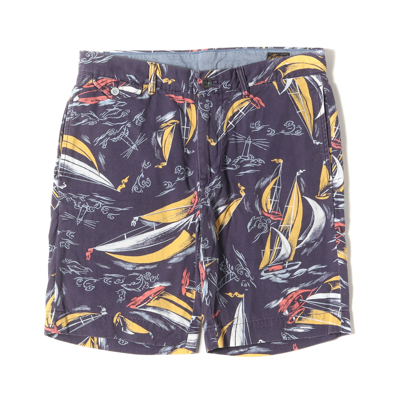 POLO Ralph Lauren ポロ ラルフローレン パンツ ネイビー 紺 サイズ:32 | ヨット柄 ウォッシュ コット..