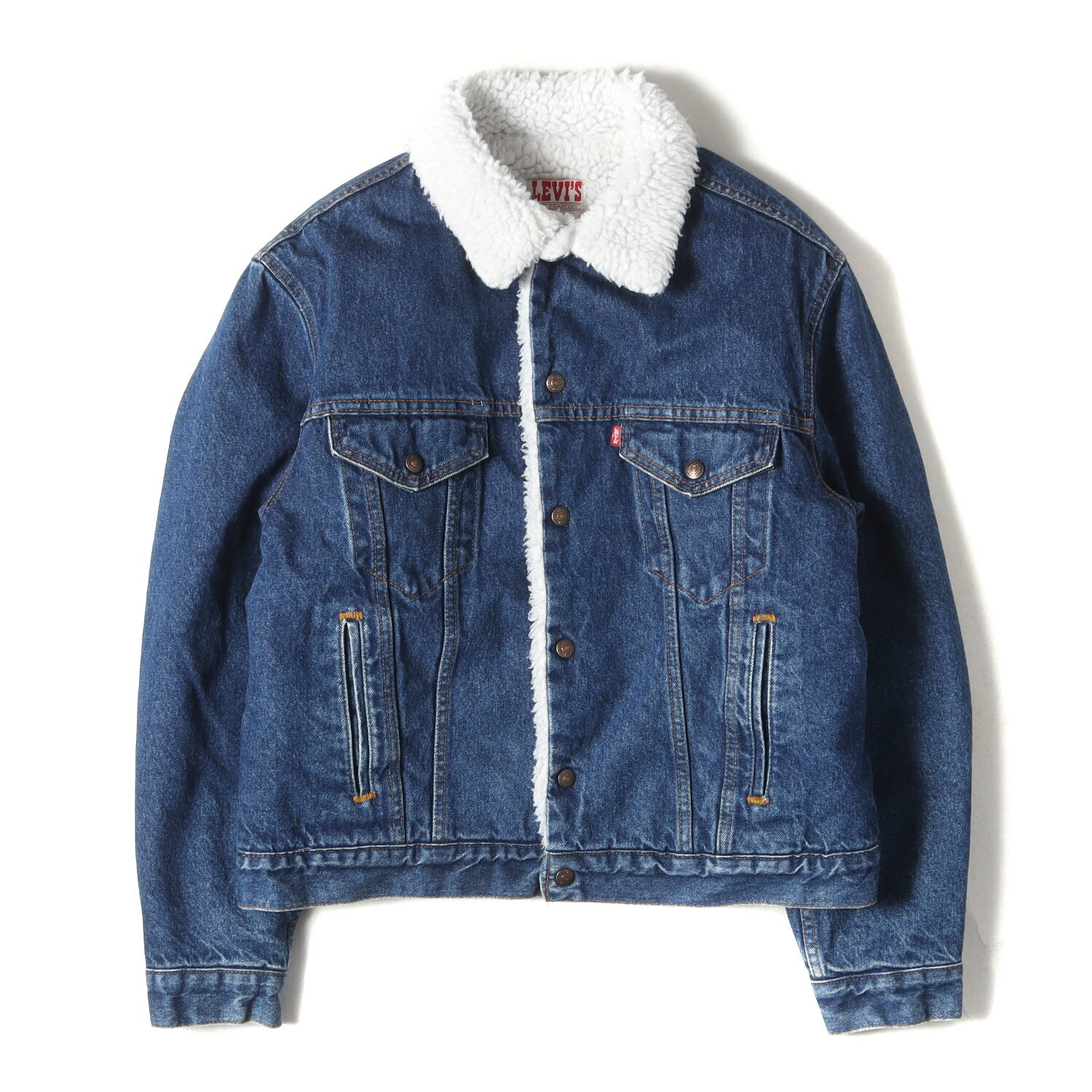 Levis / vintage ヴィンテージ リーバイス ジャケット サイズ:44R 80s 70608-0216 デニム ボア ジャケット (USA製 / ビッグサイズ) インディゴ 70% 80年代 古着 アウター ブルゾン 上着【メンズ】【中古】【K4289】