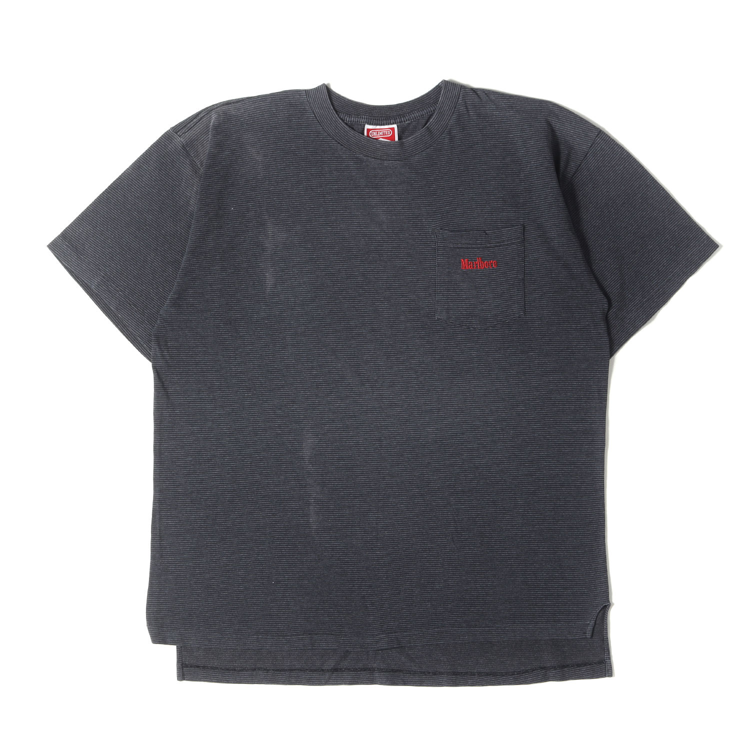 Rakuten - 90s - 00s ヴィンテージ古着 | 90s Marlboro ポケット付き ボーダー Tシャツ | マルボロ | ブラック グレー | サイズ:XL程度 | 90年代 | トップス カットソー 半袖【メンズ】【中古】【K4537】