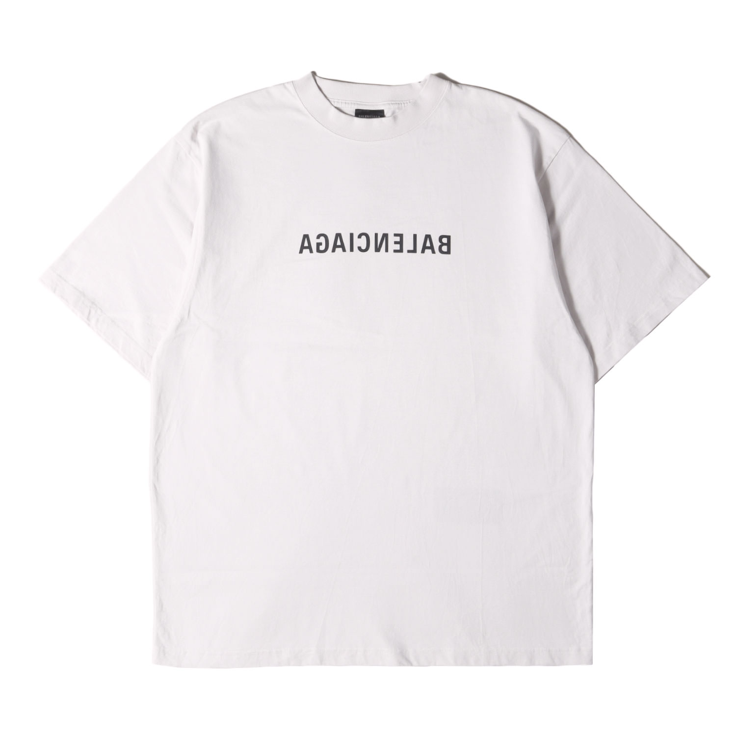 BALENCIAGA バレンシアガ Tシャツ ライトベージュ サイズ:XL | 23AW 反転 ミラー ロゴ クルーネック Tシャツ (MIRROR LOGO ...