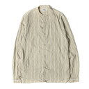 ACNE STUDIOS アクネ ストゥディオズ シャツ ベージュ サイズ:44 | シャーリング加工 ストライプ バンドカラー シャツ (PINE W STR...