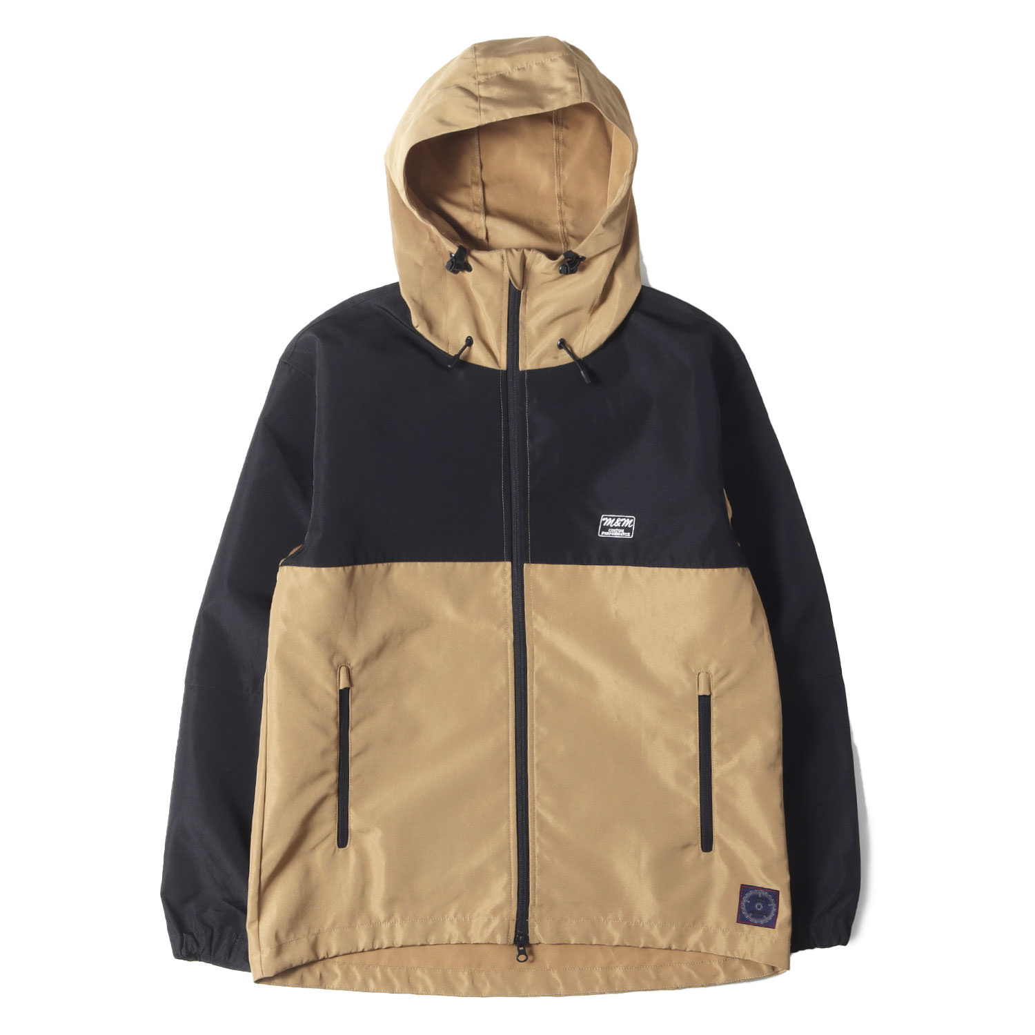 M&M エムアンドエム ジャケット ベージュ ブラック サイズ:M | 2トーン フルジップ フード ジャケット | アウター ブルゾン 上着【メンズ】【中古】【K4616】