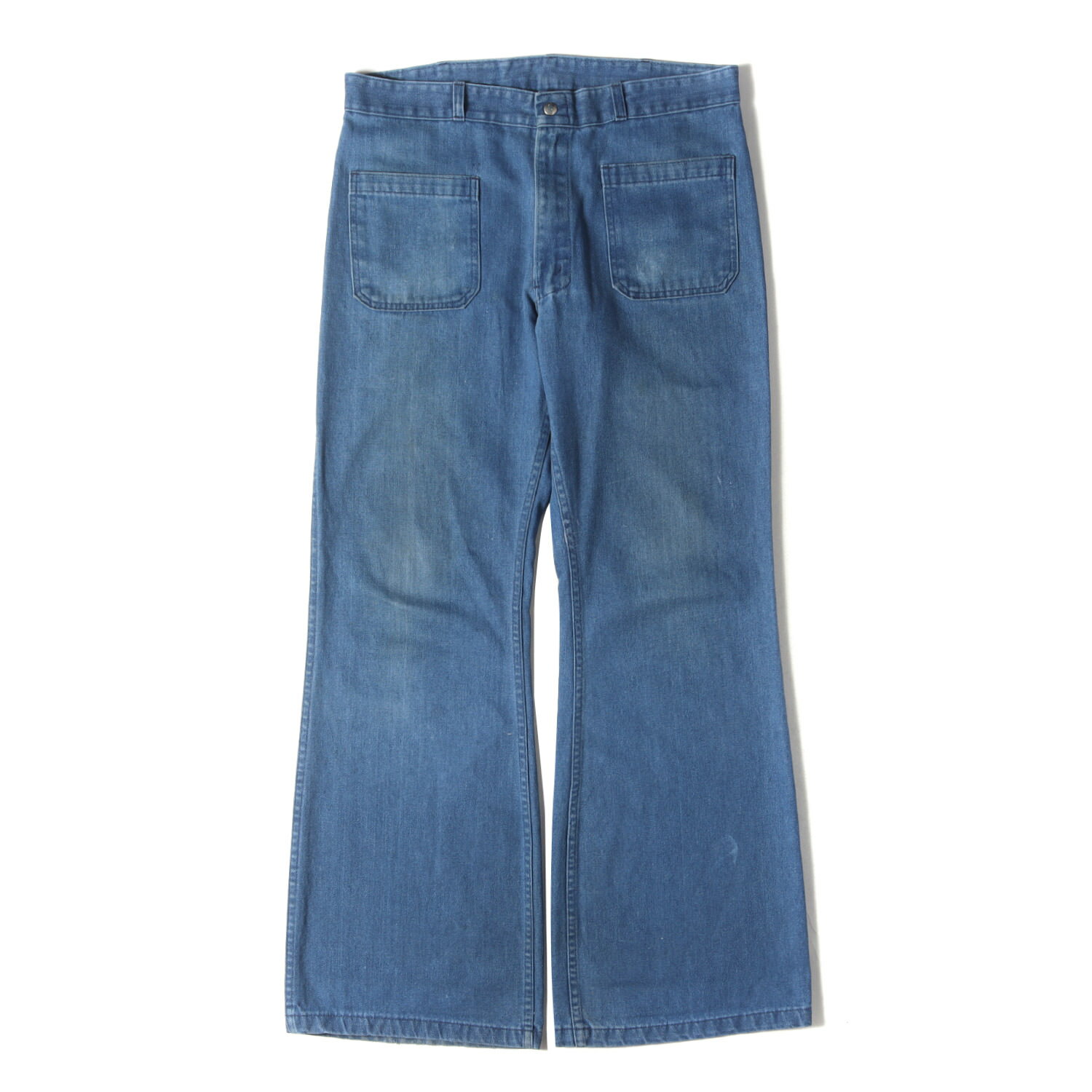 U.S.VINTAGE 70s seafarer U.S.NAVY 民間モデル セーラー デニムパンツ インディゴ 60% サイズ:記載なし(W38位) 70年代 ヴィンテージ 古着 ボトムス ズボン ジーンズ ジーパン【メンズ】【中古】【K4299】