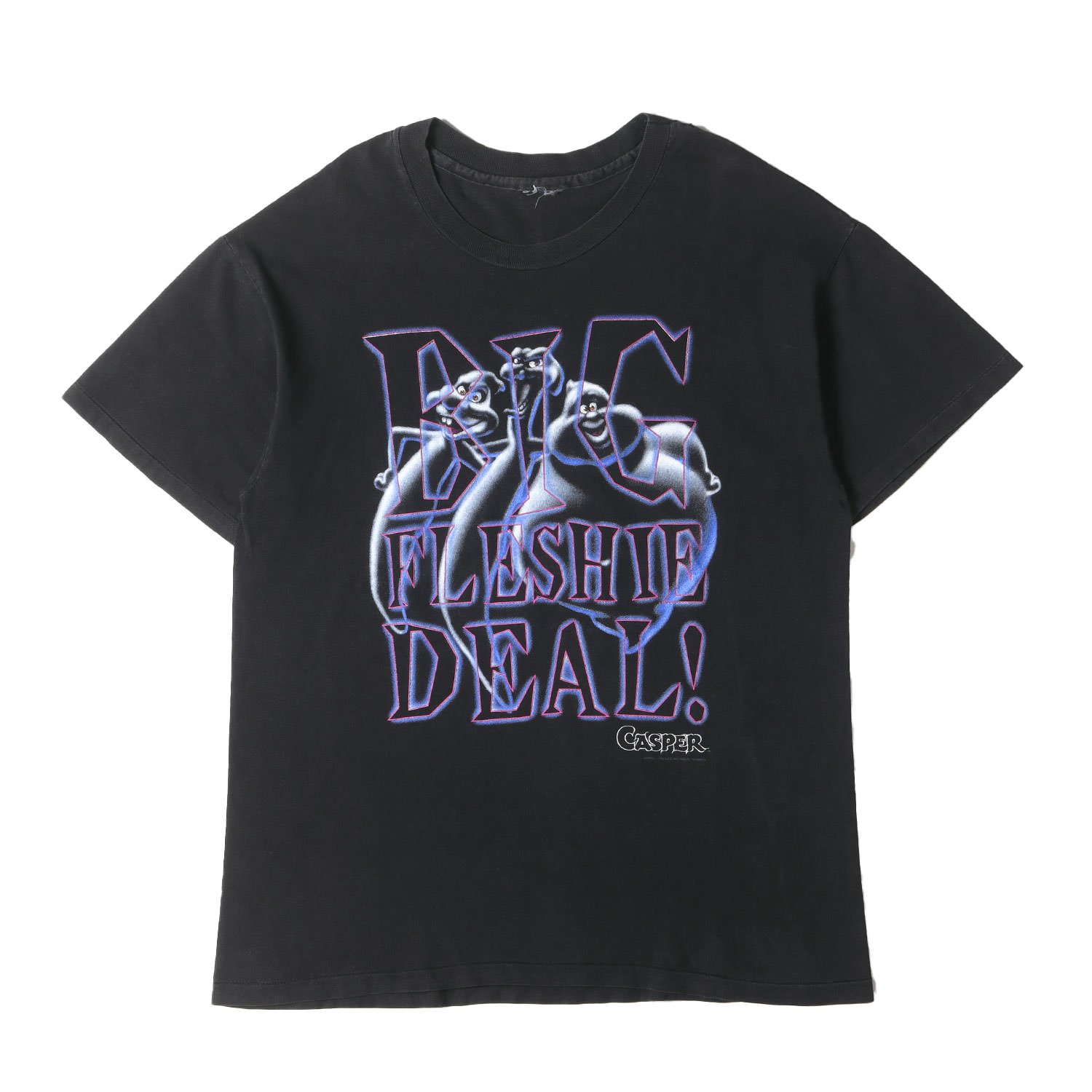 【 人気】90s - 00s ヴィンテージ古着 Tシャツ サイズ:詳細参照(L-XL位) / 90s CASPER BIG FLESHIE DEAL! ムービー クルーネック Tシャツ / ブラック 黒 / 90年代 / トップス カットソー 半袖【メンズ】【中古】【K4444】
