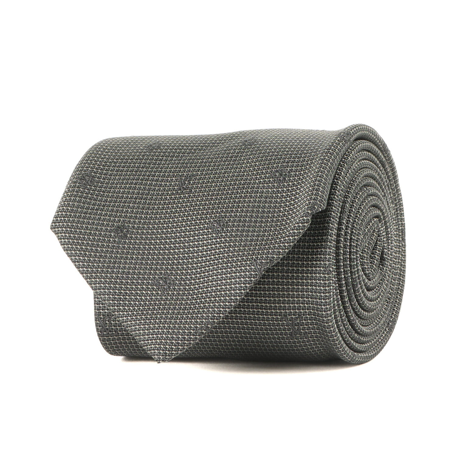 LOUIS VUITTON ルイヴィトン ネクタイ | モノグラム シルク ネクタイ | イタリア製 クラヴァット | チャコールグレー | ブランド ファッション アイテム 小物【メンズ】【中古】【美品】【K4669】