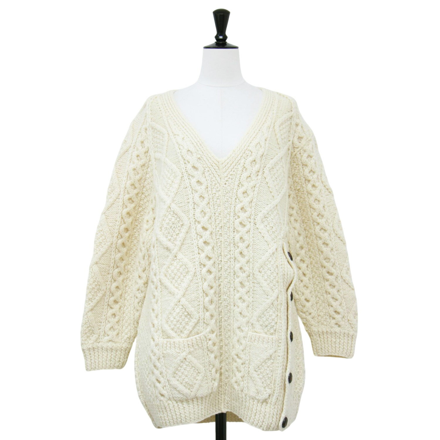 77circa ナナナナサーカ ニット オフホワイト 白 サイズ:FREE | リメイク フィッシャーマン ニット / ..