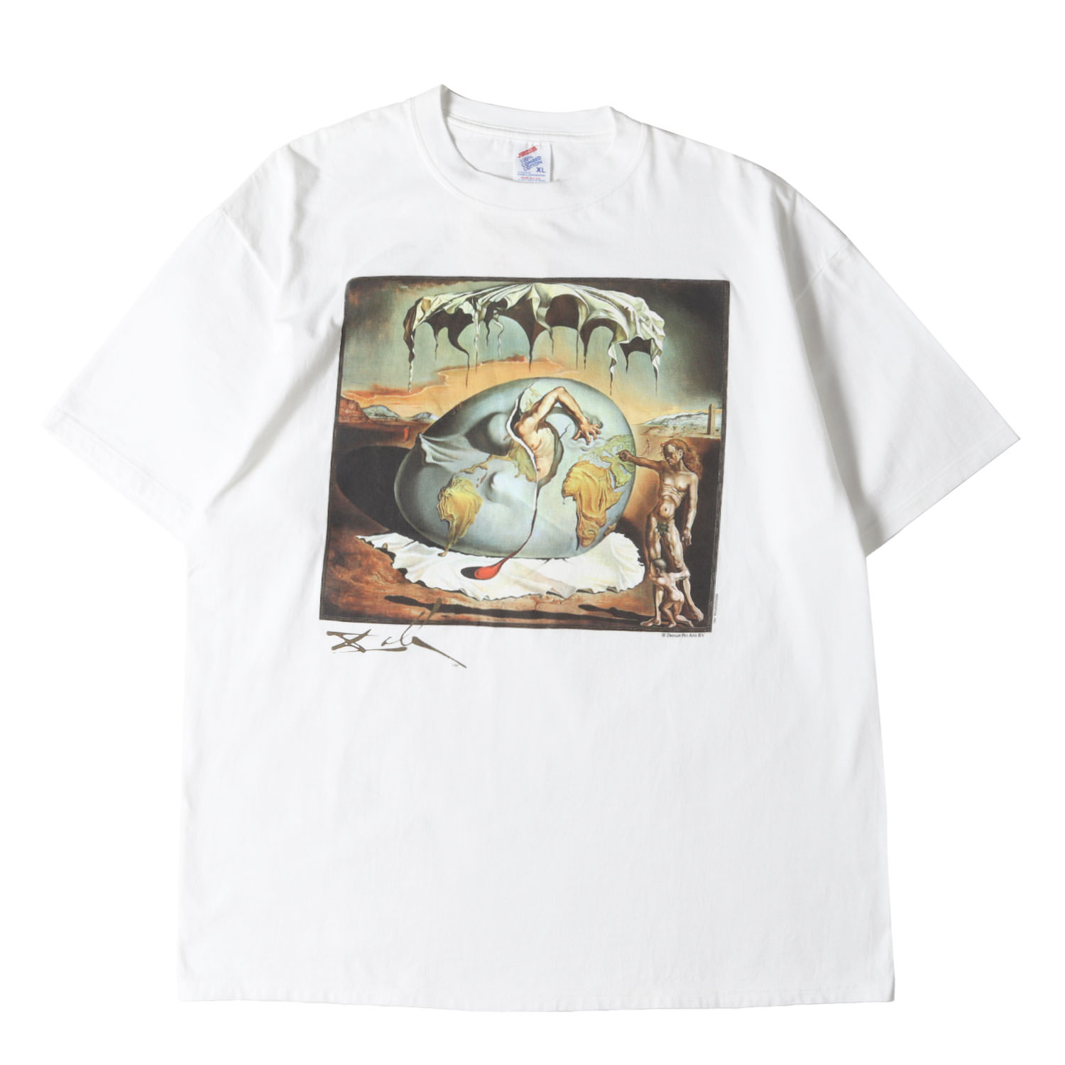 90s - 00s ヴィンテージ古着 / [新人類の誕生を見つめる地政学の子供] 90s Salvador Dali アートプリント Tシャツ / USA製 / サルバドール・ダリ / ホワイト 白 / サイズ:XL / トップス カットソー 半袖【メンズ】【中古】【K4476】