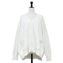 UNITED ARROWS ユナイテッドアローズ カーディガン ホワイト 白 サイズ:FREE | 21春夏 サイドスリット カーディガン / ニット | Vネック 長袖 ポケット オーバーサイズ コットン | トップス セーター 羽織り【レディース】【中古】【K4570】