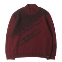 FENDI フェンディ ニット バーガンディ ボルドー サイズ:54 | 22AW ロゴ ジャガード ボア 切替 モックネック ニットセーター (FZX073 ...
