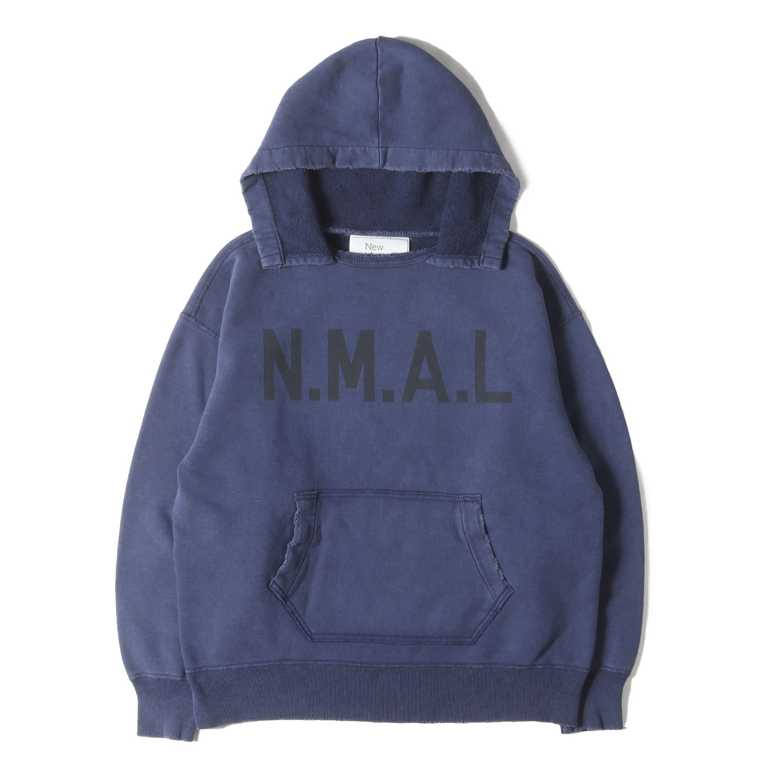 New Manual ニューマニュアル パーカー ネイビー 紺 サイズ:FREE | 24AW KAPTAIN SUNSHINE ヴィンテージ加工 後付けフード N.M.A.Lロゴ スウェット パーカー (AFTER HOODIE SWEAT) | トップス フーディー | コラボ【メンズ】【中古】【美品】【K4637】
