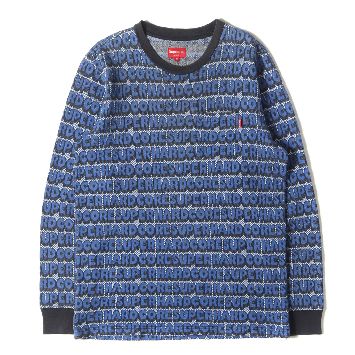 Supreme シュプリーム Tシャツ ブルー サイズ:M | ジャガードロゴ柄 ロングスリーブ ポケット Tシャツ (Super Hardcore Jacquard L/S Top) | トップス カットソー 長袖【メンズ】【中古】【K4636】