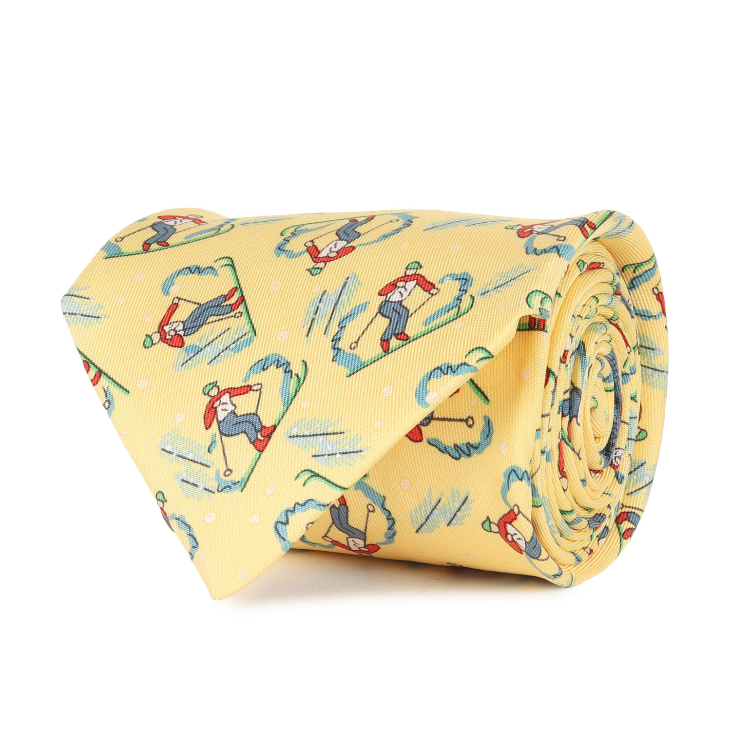 HERMES エルメス ネクタイ | スキー柄 シルク ネクタイ | イエロー | フランス製 ブランド ファッショ..