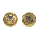HERMES エルメス ペガサス イヤリング / 両耳用 馬 コンビカラー | ヴィンテージ | ゴールド シルバー | ハイブランド ジュエリー アクセサリー アイテム 小物【レディース】【中古】【K4605】