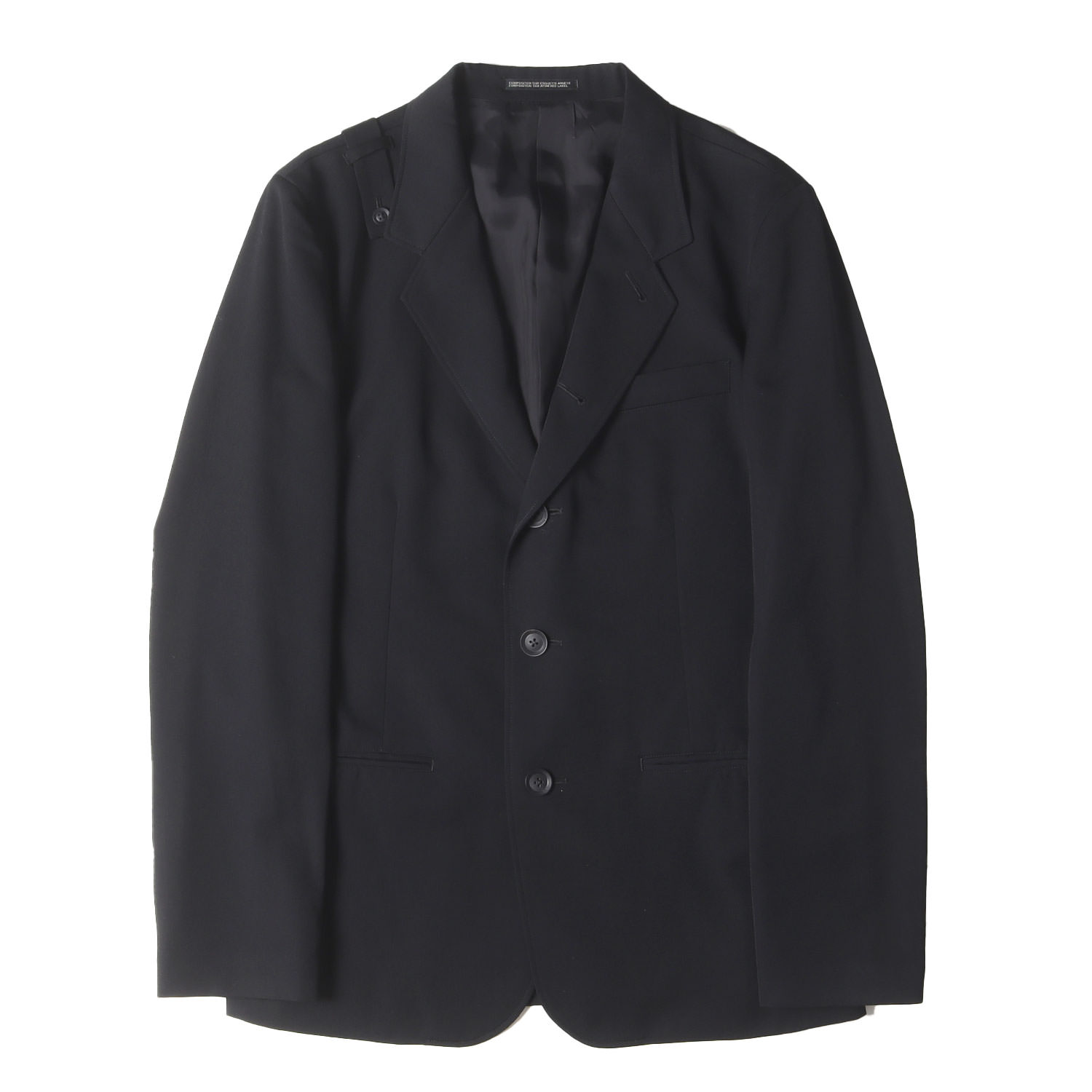 極美品⭐️ヨウジヤマモト 変形テーラード ジャケット ウールギャバジン 2 黒 p15100160-a.jpg