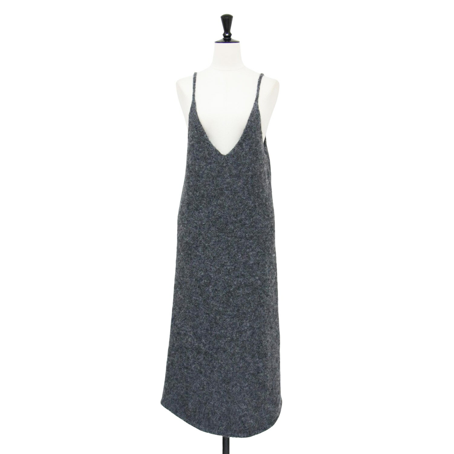SHENERY シーナリー ワンピース グレー サイズ:36(S) | 24秋冬 ニット キャミ ドレス / キャミソールワンピース | ロング Vネック タイト ウール | トップス【レディース】【中古】【K4654】