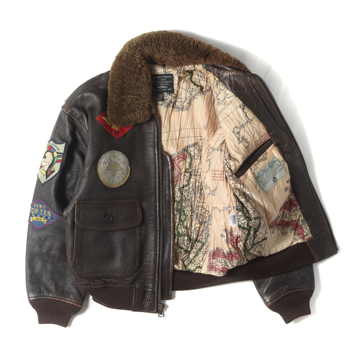 AVIREX アヴィレックス ジャケット ブラウン サイズ:XS(大きめ) | 90s トップガンモデル G-1 レザー フライト ジャケット | 90年代 ヴィンテージ 古着 | アウター ブルゾン 上着 ミリタリー【メンズ】【中古】【K4617】