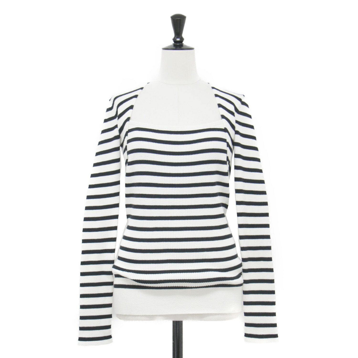 TSURU by Mariko Oikawa ツルバイマリコオイカワ ニット ホワイト ブラック 白黒 | ボーダー スクエア..