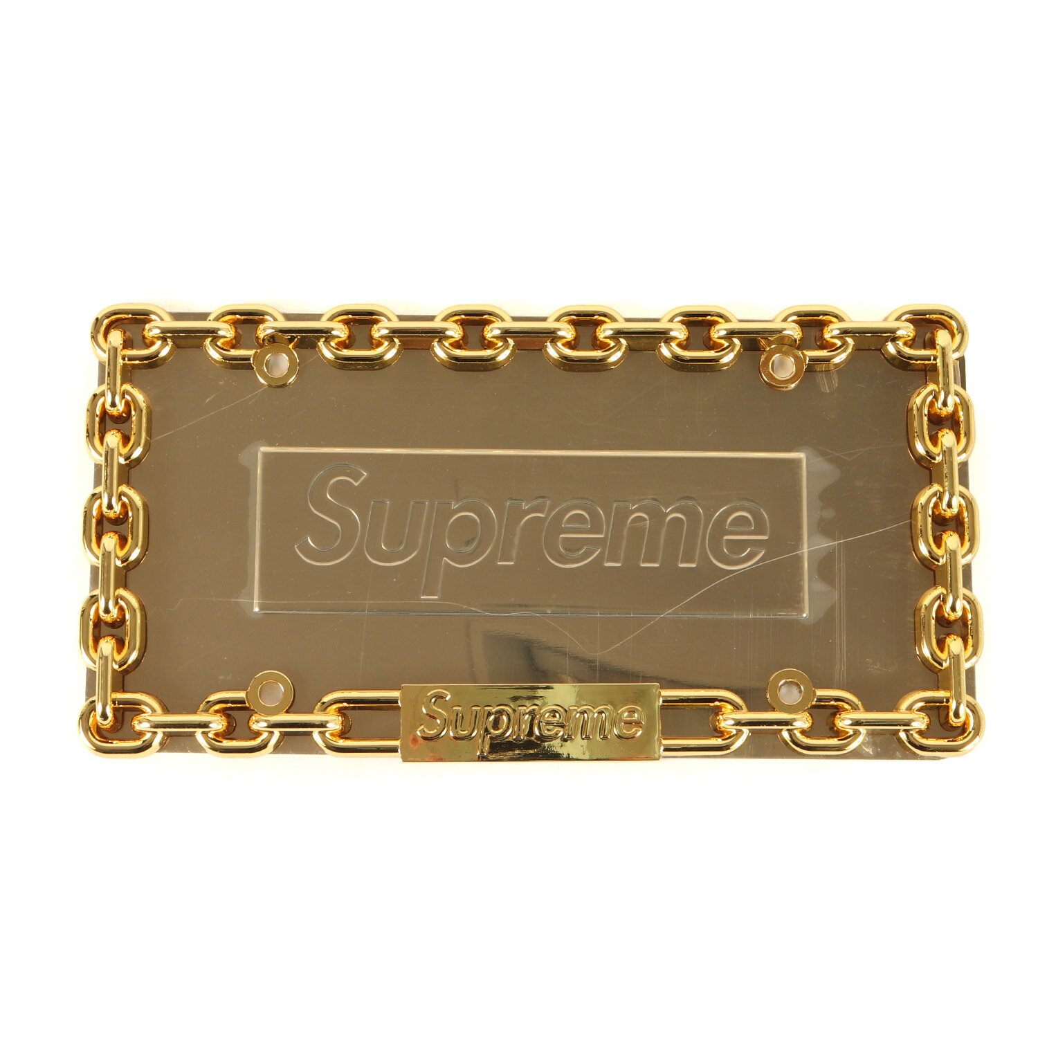 Supreme シュプリーム チェーン デザイン ナンバープレート (Chain License Plate Frame) | ゴールド | ストリート ブランド クルマ バイク アイテム 雑貨【メンズ】【中古】【美品】【K4654】