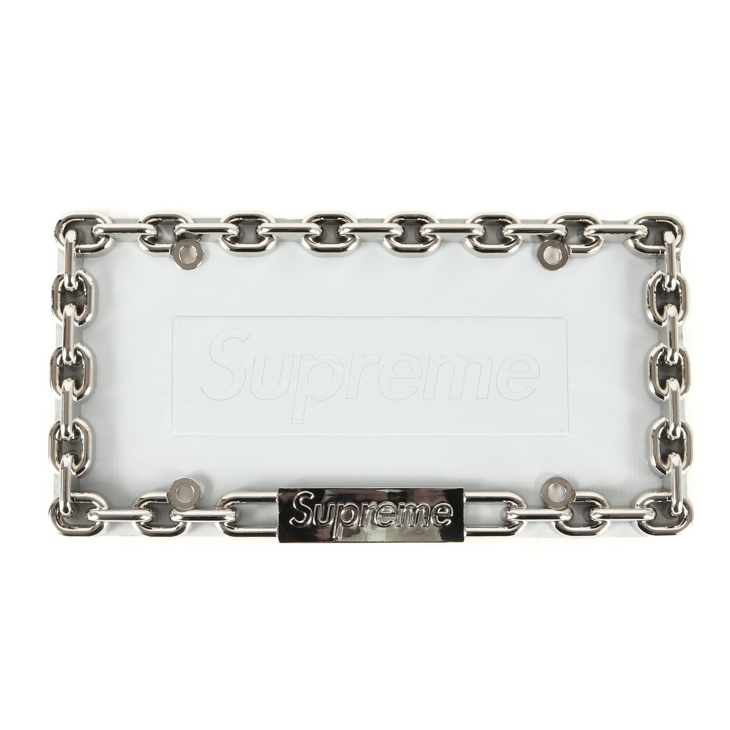 Supreme シュプリーム チェーン デザイン ナンバープレート (Chain License Plate Frame) | シルバー | ブランド アイテム 小物 雑貨 クルマ バイク【メンズ】【中古】【美品】【K4654】