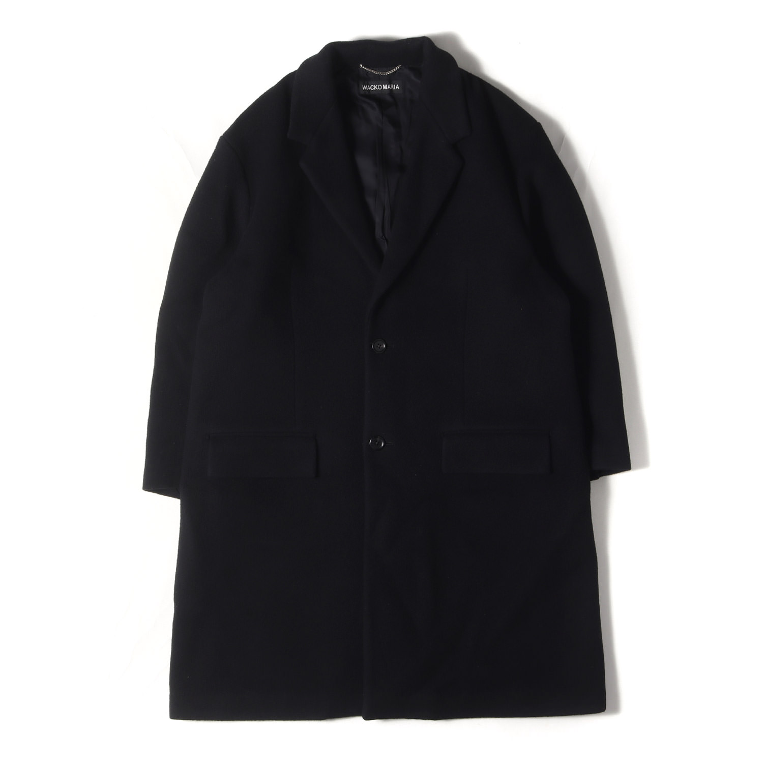 WACKO MARIA ワコマリア コート ブラック 黒 サイズ:L | 23AW メルトンウール チェスター フィールドコート (CHESTERFIELD COAT) | アウター ジャケット 上着【メンズ】【中古】【K4632】