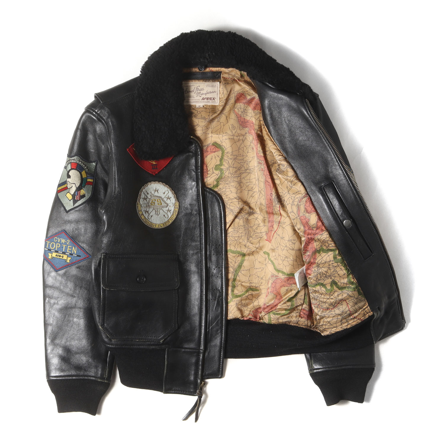 AVIREX アヴィレックス ジャケット ブラック 黒 サイズ:M | 現行 トップガンモデル | G-1 シープスキンレザー フライト ジャケット (G-1 TOP GUN JACKET) | アウター ブルゾン ジャンパー 上着【メンズ】【中古】【K4640】