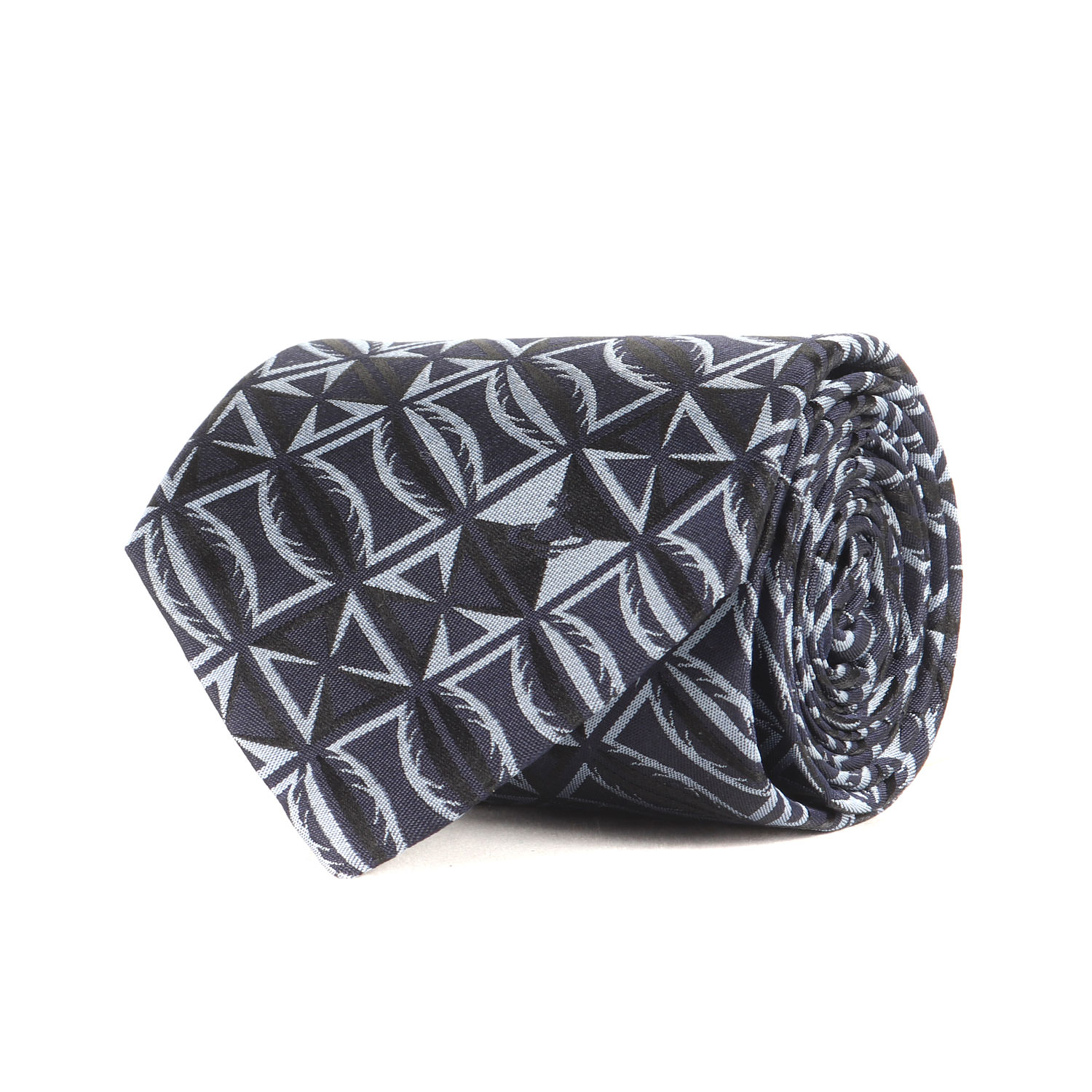 vivienne westwood ヴィヴィアン ウエストウッド ネクタイ | ジオメトリック ジャガード シルク ネクタイ (T10 F473) | ネイビー 紺 | イタリア製 ブランド ファッション アイテム 【メンズ】【K4640】