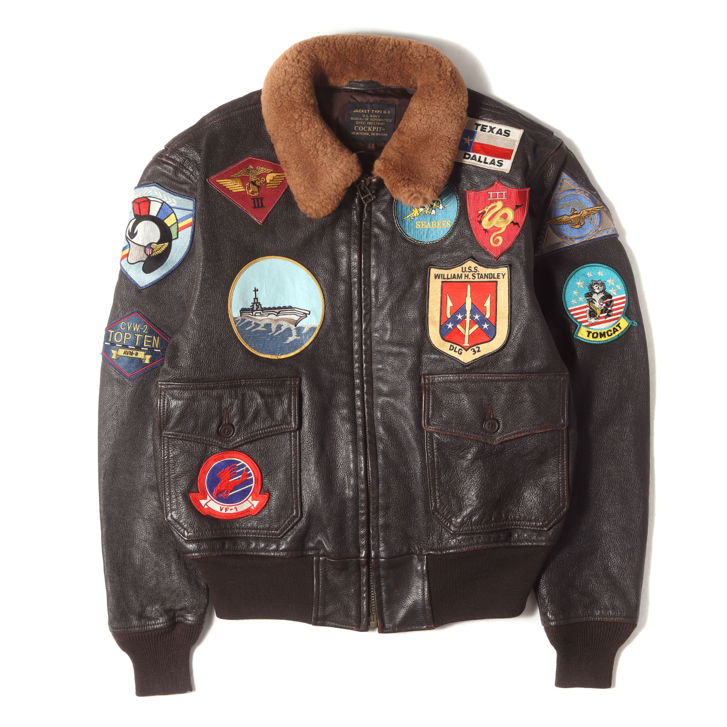 COCKPIT コックピット ジャケット ブラウン サイズ:44(XXL) | 人気 トップガンモデル | G-1 ゴートスキンレザー フライト ジャケット | USA製 | アウター ブルゾン ミリタリー 上着【メンズ】【中古】【K4649】