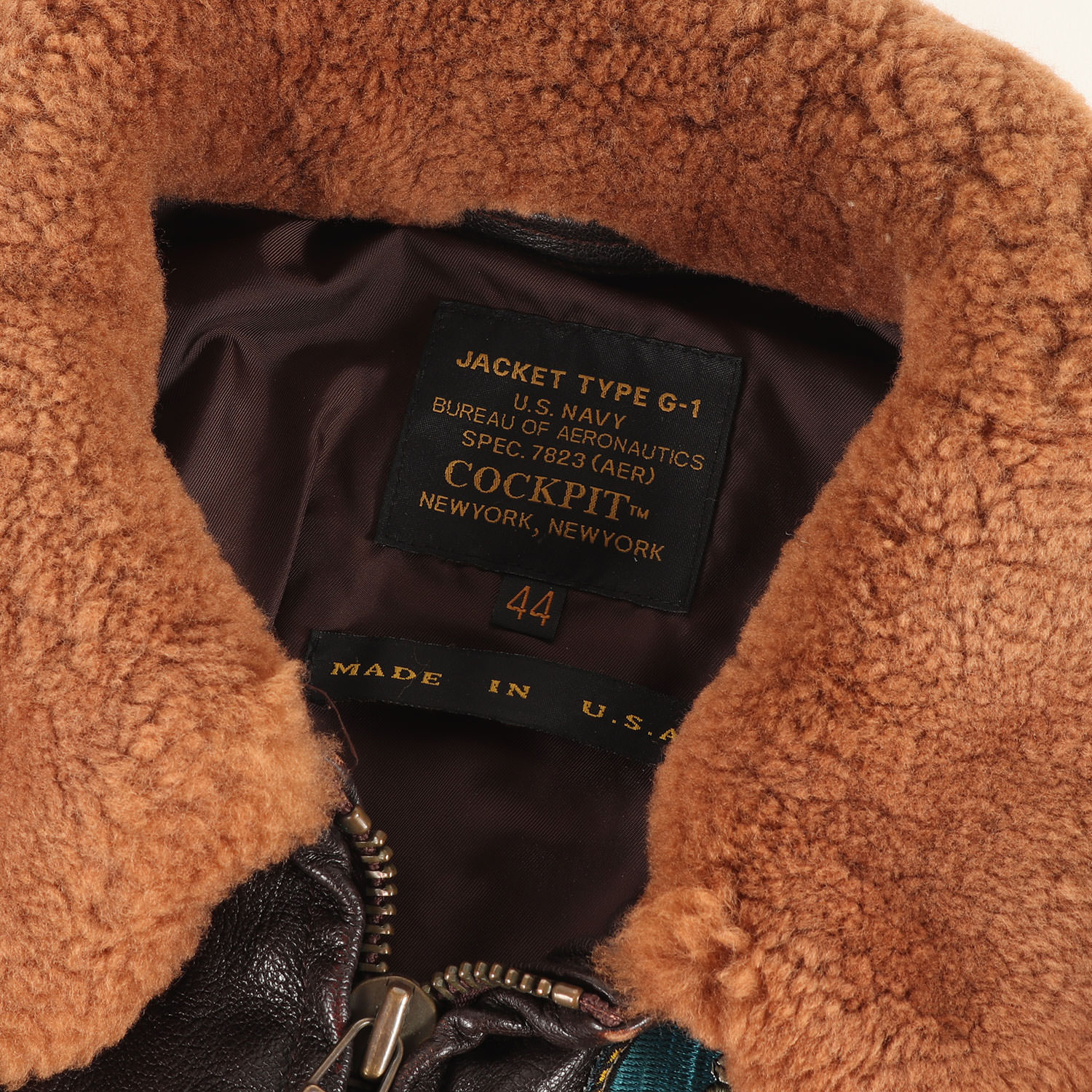 COCKPIT コックピット ジャケット ブラウン サイズ:44(XXL) | 人気 トップガンモデル | G-1 ゴートスキンレザー フライト ジャケット | USA製 | アウター ブルゾン ミリタリー 上着【メンズ】【中古】【K4649】