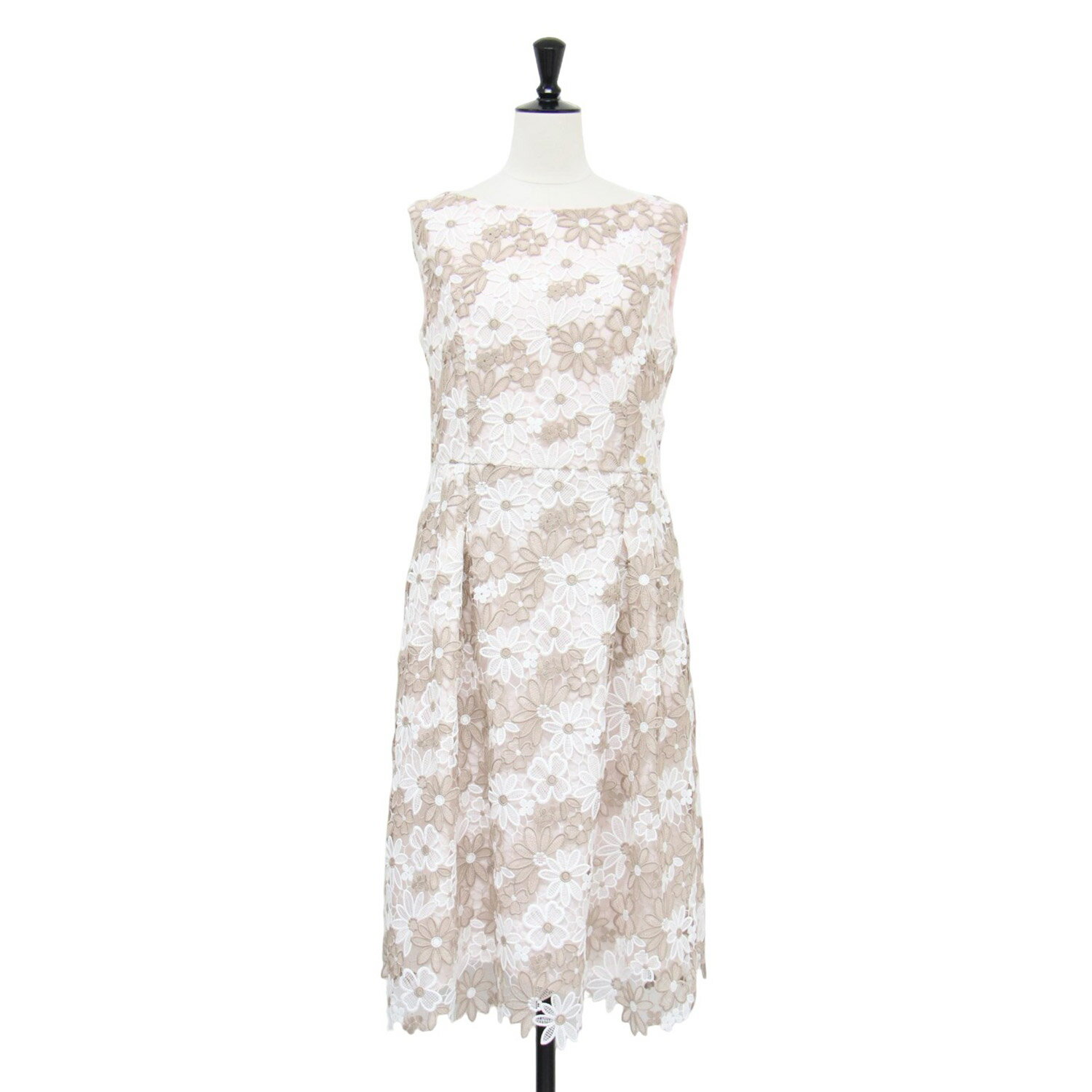 TOCCA トッカ ドレス ベージュ系 サイズ:4(L) | 22秋冬 エターナルビューティー ドレス | ETERNAL BEAUTY | ノースリーブ ボートネック レース | トップス ワンピース【レディース】【中古】【K4635】