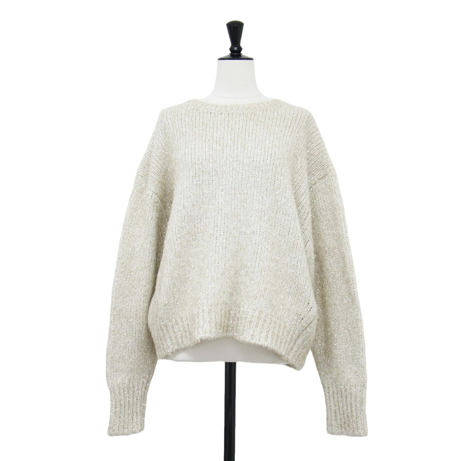 1er Arrondissement プルミエ アロンディスモン ニット ゴールド サイズ:FREE | 24秋冬 ラメ シャギーニット / プルオーバー | 長袖 クルーンネック ワイド ウール カシミヤ | トップス セーター【レディース】【中古】【K4640】