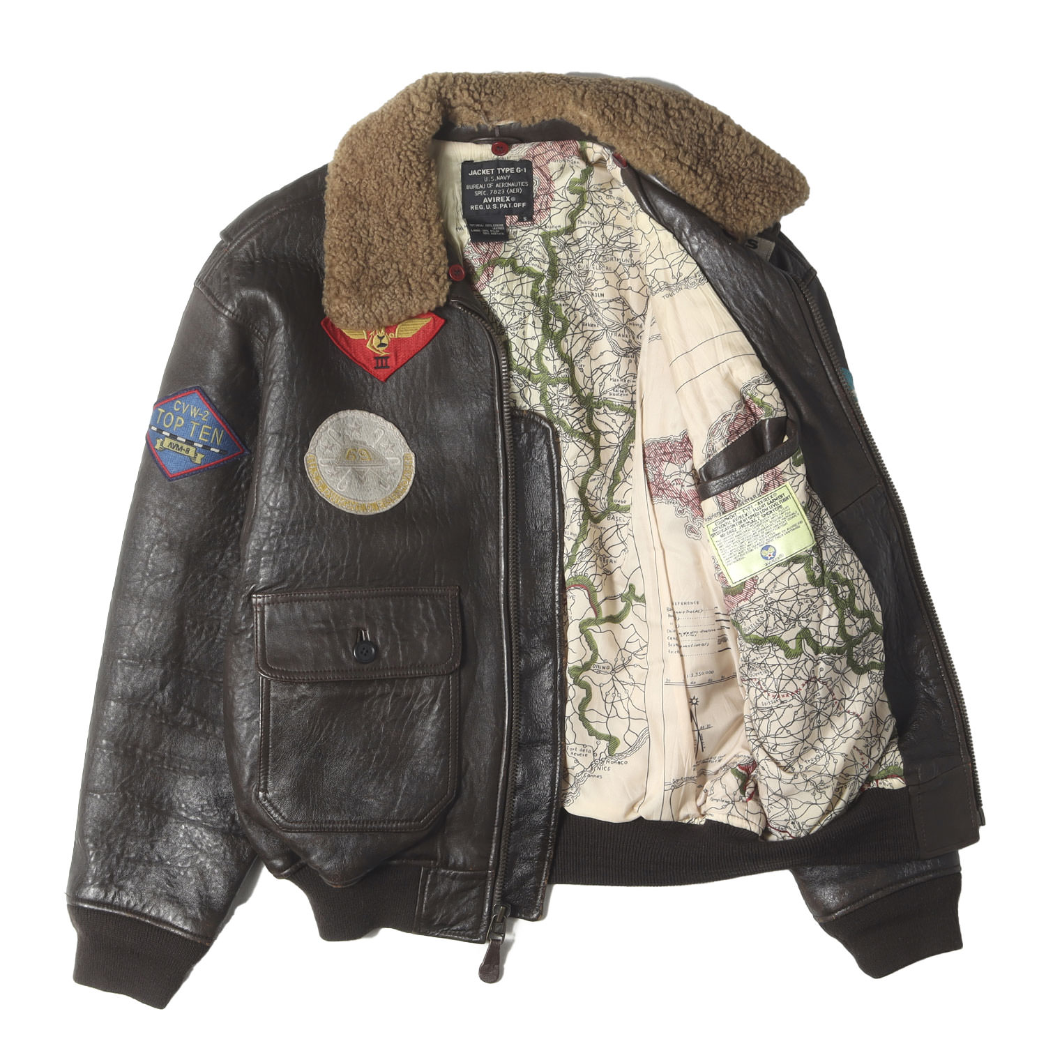 AVIREX アヴィレックス ジャケット ブラウン サイズ:S | 希少モデル | 90s トップガンモデル G-1 レザー フライトジャケット | 90年代 古着 ヴィンテージ | アウター ブルゾン 上着【メンズ】【中古】【K4648】