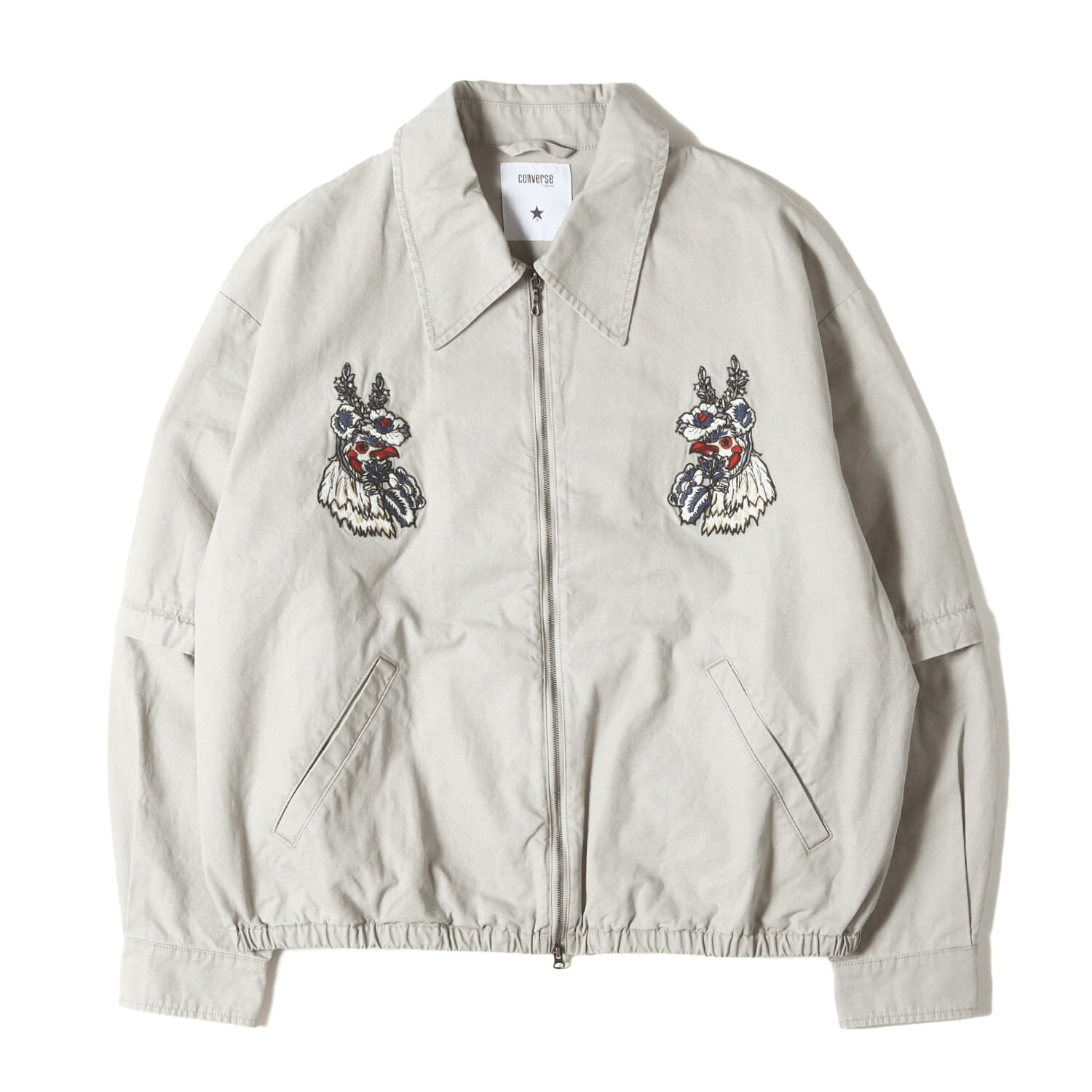CONVERSE TOKYO コンバーストウキョウ ブルゾン ライトグレー サイズ:2 | 25AW ウォッシュ加工 グラフィック ブランドロゴ 刺繍 ブルゾン (2WAY DETACHABLE EMBROIDERY BLOUSON) | アウター ジャケット 上着【メンズ】【中古】【美品】【K4749】