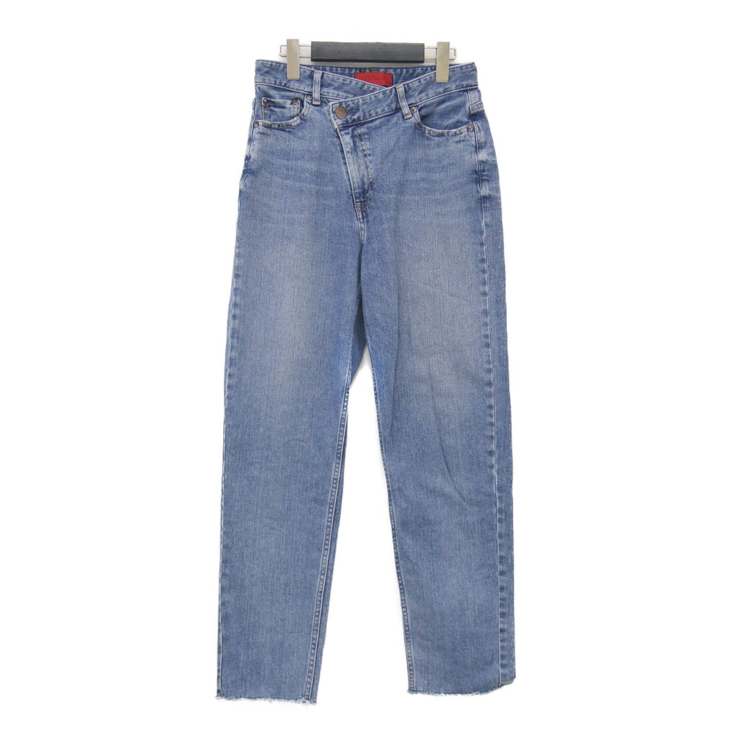 RED CARD レッドカード パンツ ブルー サイズ:23(S) | 23秋冬 ディキシー デニムパンツ | Dixie 5ポケット ダメージ加工 テーパード ジップフライ | 日本製 | ボトムス ジーンズ ジーパン【レディース】【中古】【K4731】