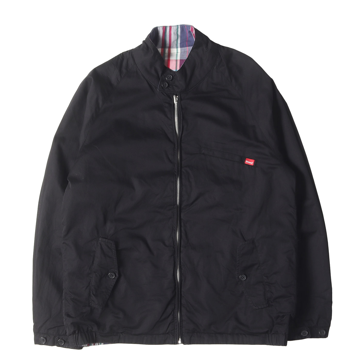 STUSSY ステューシー ジャケット ブラック レッド ネイビーチェック サイズ:M | 00s マドラスチェック リバーシブル スイングトップ ジャケット | 00年代 アーカイブ | アウター ブルゾン 上着【メンズ】【中古】【K4718】
