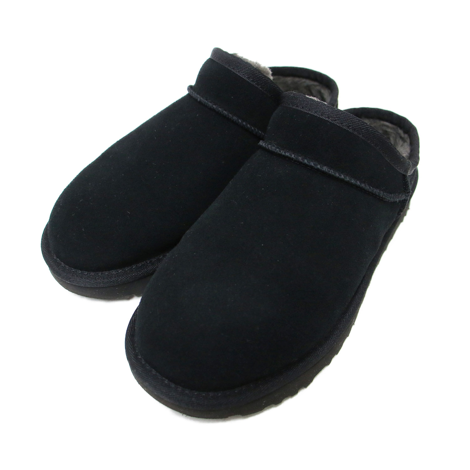 UGG アグ サイズ:US6(23.0cm) 25秋冬 クラシック スリッパ CLASSIC SLIPPER フラット ラウンドトゥ ムートン ブラック 黒 ブランド シューズ 靴【レディース】【中古】【美品】【K4808】