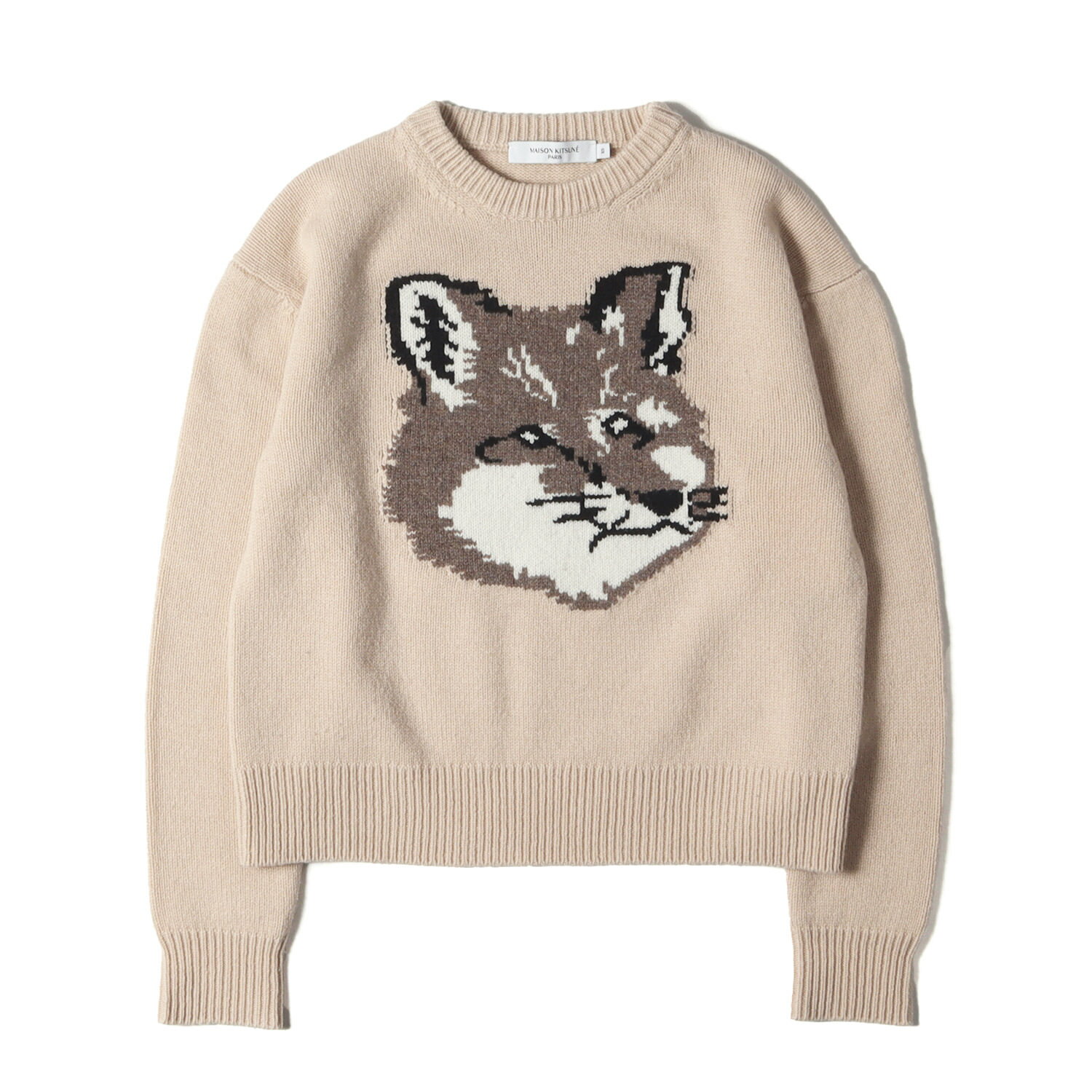 Rakuten - MAISON KITSUNE メゾン キツネ ニット ベージュ サイズ:XS | ビッグ フォックス ウールニット セーター | トップス プルオーバー【メンズ】【中古】【K4792】