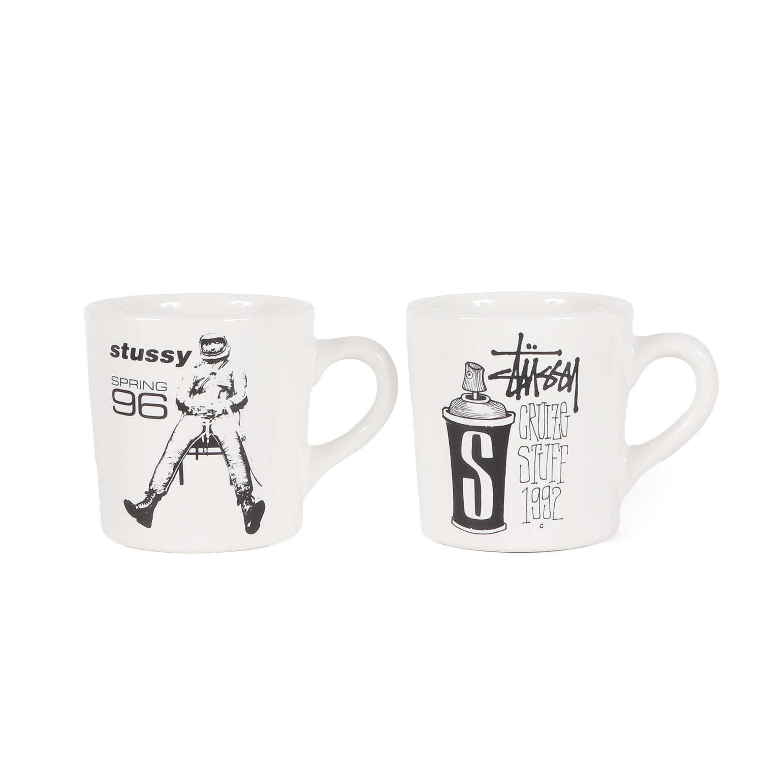STUSSY ステューシー | 00s 25周年記念 チャプト限定 カレンダーデザイン マグカップ 2個セット | ホワイト 白 | 00年代 アーカイブ | ブランド インテリア 雑貨 小物【メンズ】【K4739】