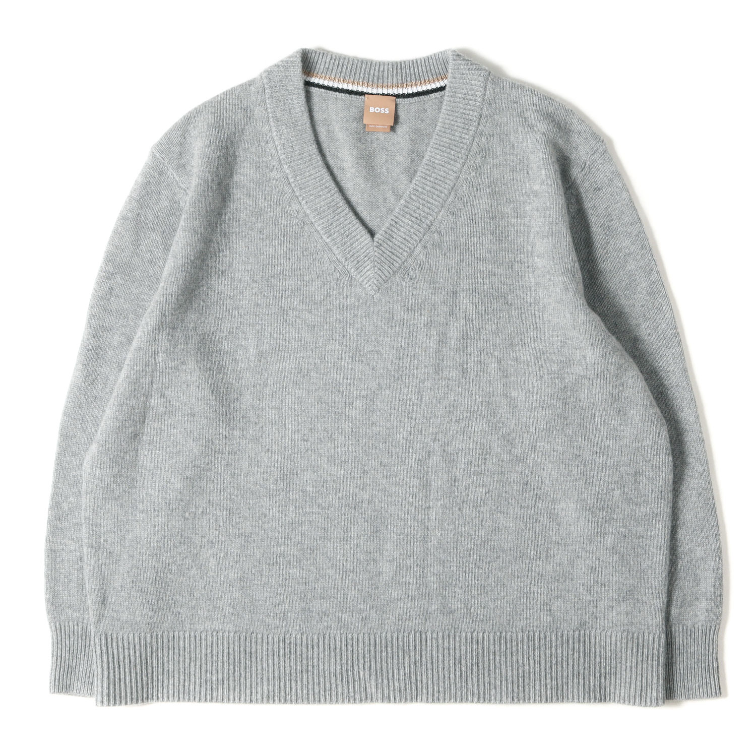 HUGO BOSS ヒューゴボス ウールVネックニットセーター グレー HUGO 