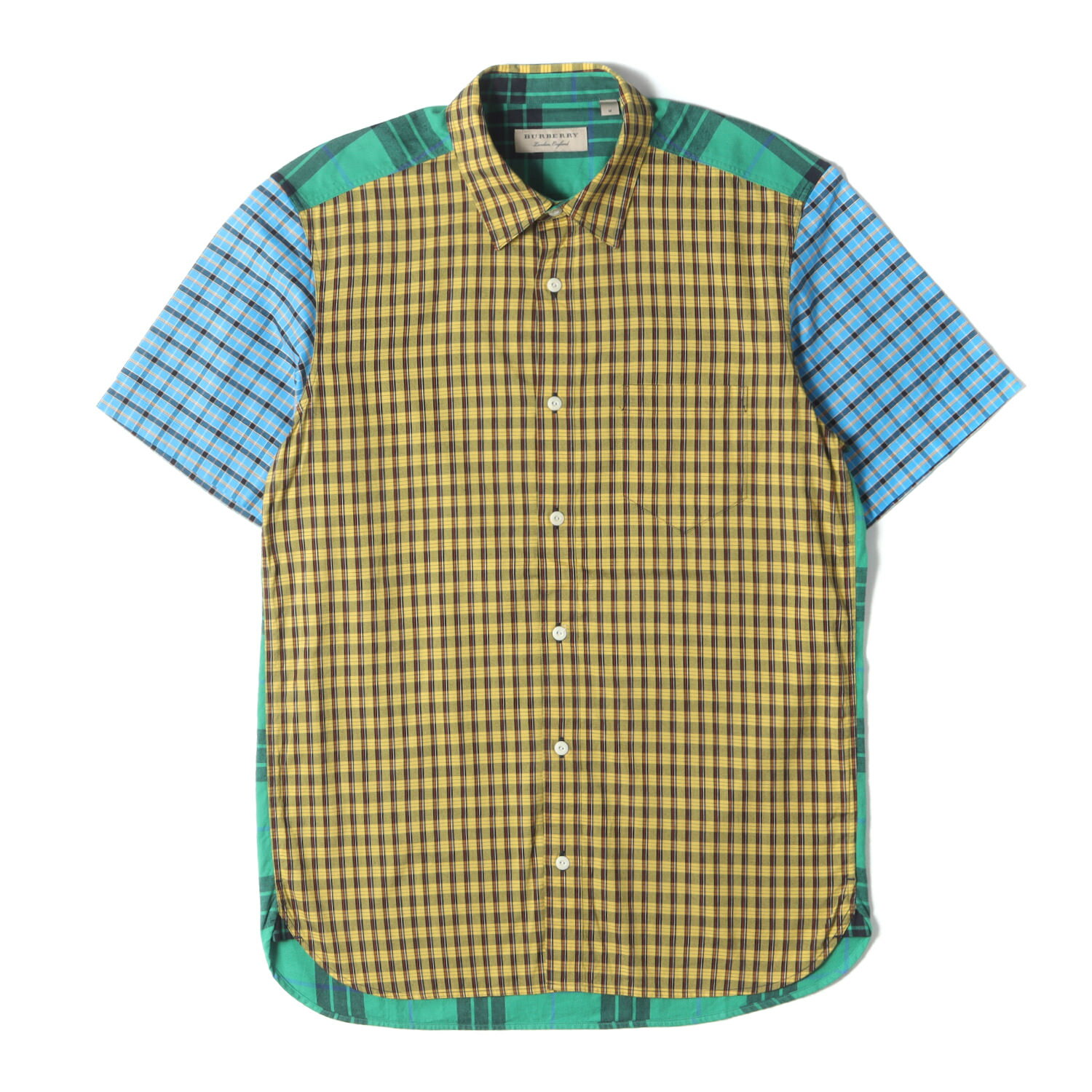 BURBERRY バーバリー シャツ マルチカラー サイズ:M | クレイジーパターン チェック 半袖シャツ (8002648) | トップス カジュアルシャツ【メンズ】【中古】【美品】【K4784】