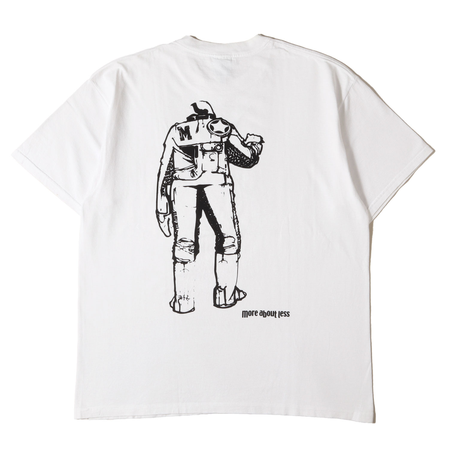 MORE ABOUT LESS モアアバウトレス Tシャツ ホワイト 白 サイズ:XL | 90s 宇宙飛行士 プリント Tシャツ(anvilボディ) | トップス カットソー 半袖【メンズ】【中古】【K4802】