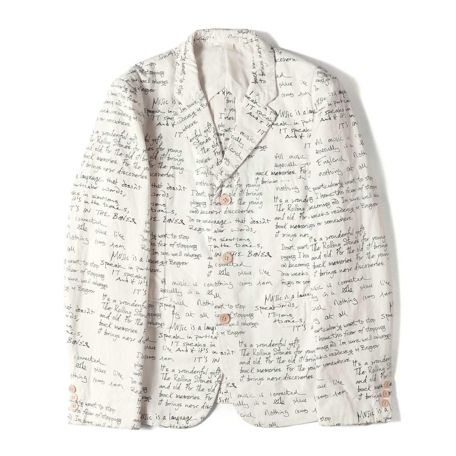 Rakuten - COMME des GARCONS HOMME PLUS コムデギャルソン ジャケット ホワイト 白 サイズ:S | ストーンズ期 | 06SS The Rolling Stones メッセージロゴ ノッチドラペル 3B テーラードジャケット (PQ-J052) | アウター ブレザー 上着【メンズ】【中古】【K4839】